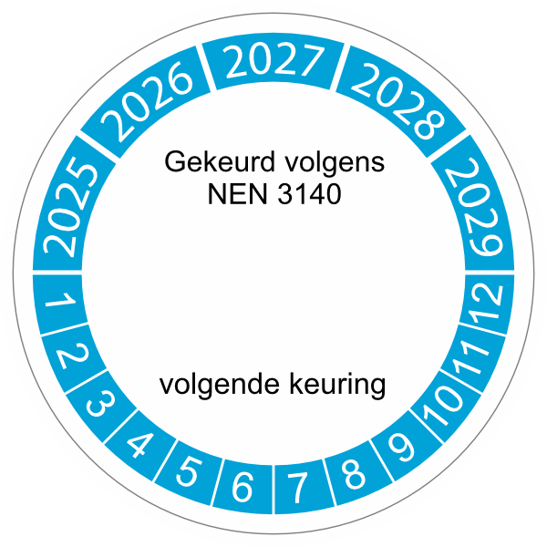 keuringssticker blauw NEN 3140 4cm 2025