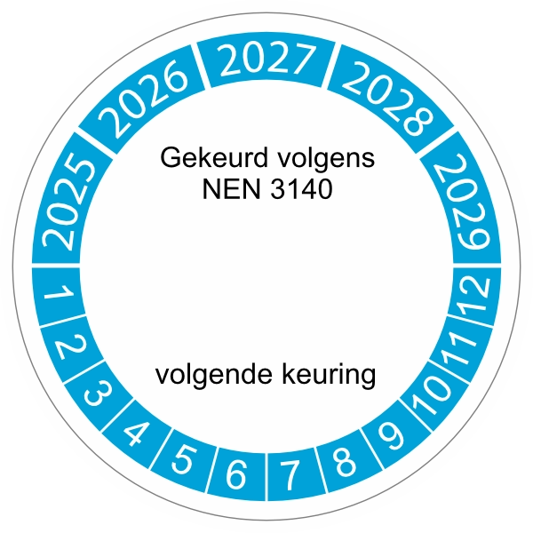 keuringssticker blauw NEN 3140 4cm 2025