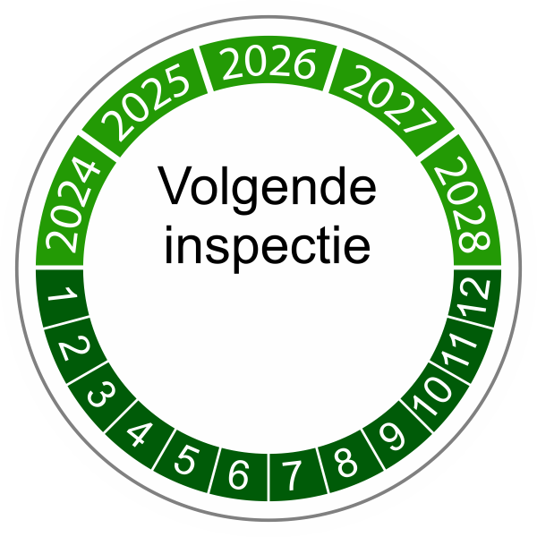 keuringssticker groen 3cm 2022 volgende inspectie