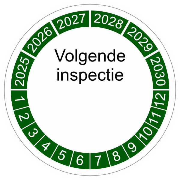 keuringssticker groen 4cm 2025 volgende inspectie