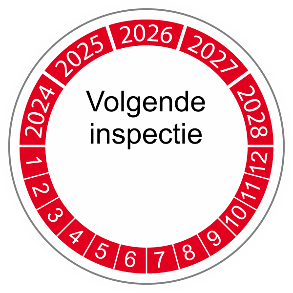 keuringssticker rood 3cm 2022 volgende inspectie