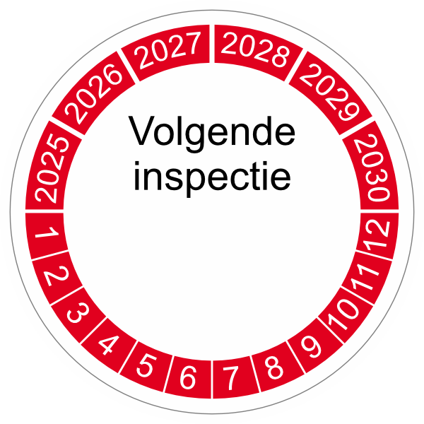 keuringssticker rood 4cm 2025 volgende inspectie