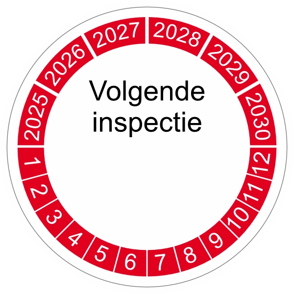 keuringssticker rood 4cm 2025 volgende inspectie