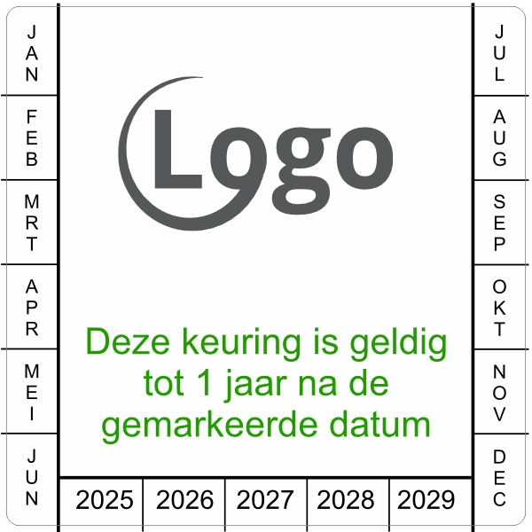 Keuringssticker vierkant 2025