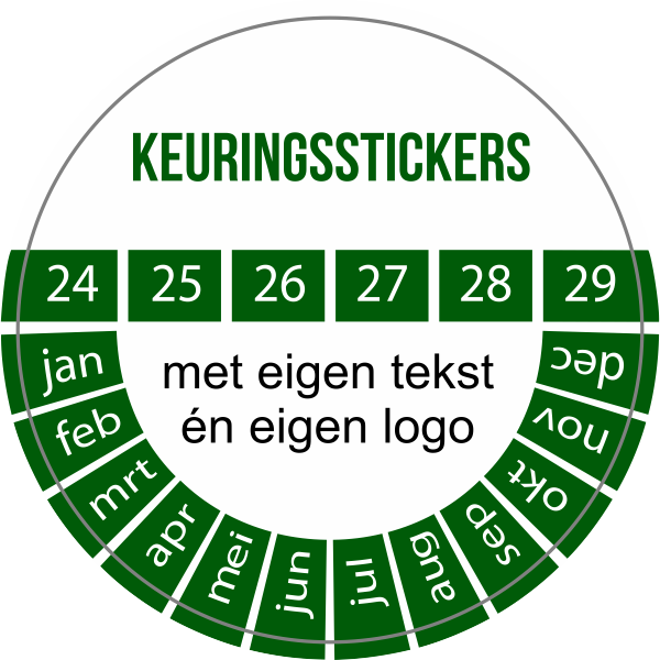 Keuringsstickers groen eigen logo 2022