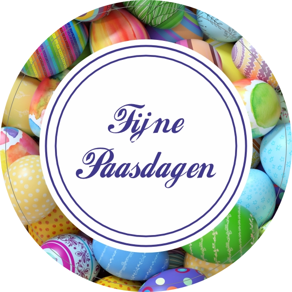 Kleurrijke sticker Fijne Paasdagen