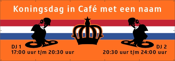 Koningsdag DJ spandoek