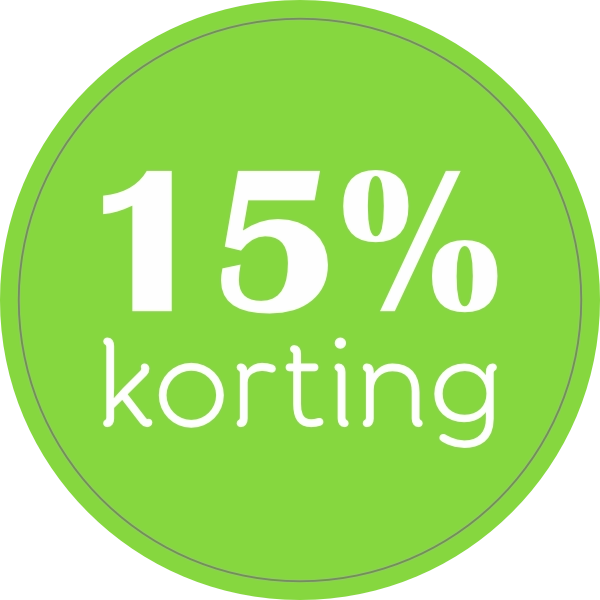 15% kortingssticker 
