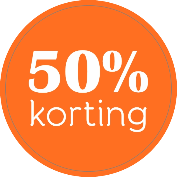 50% kortingssticker 