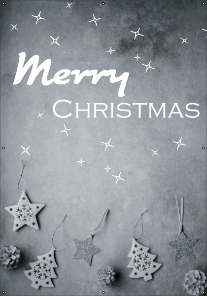Merry Christmas zwartwit spandoek