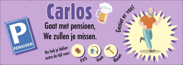 Met pensioen spandoek