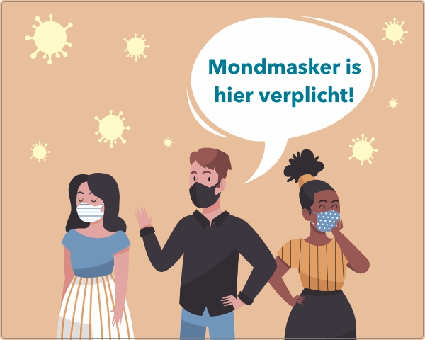 Mondmasker is hier verplicht sticker