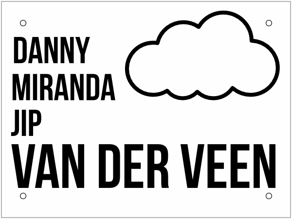 Naambord met wolk