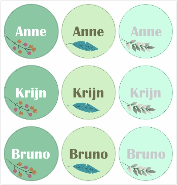 Natuur namen stickervel