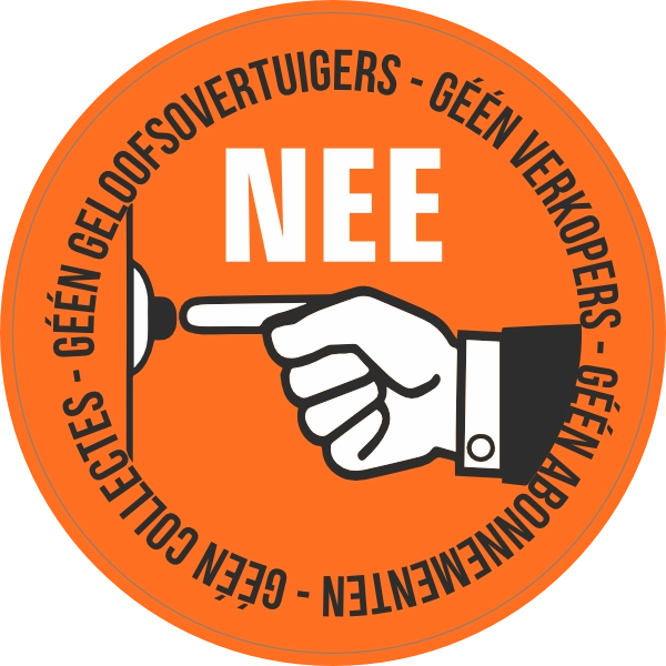 NEE sticker rond oranje
