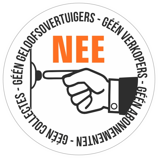 NEE sticker rond zilver