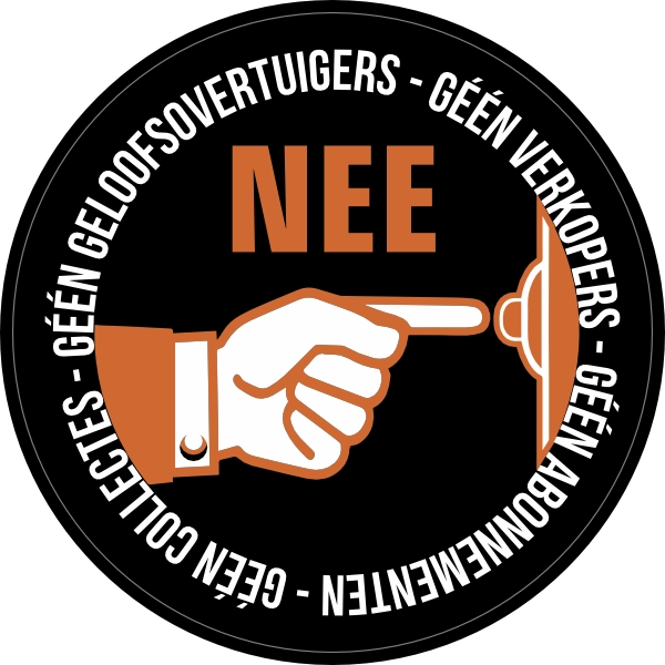 NEE sticker rond zwart