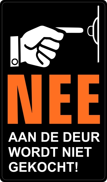 NEE sticker rechthoek zwart