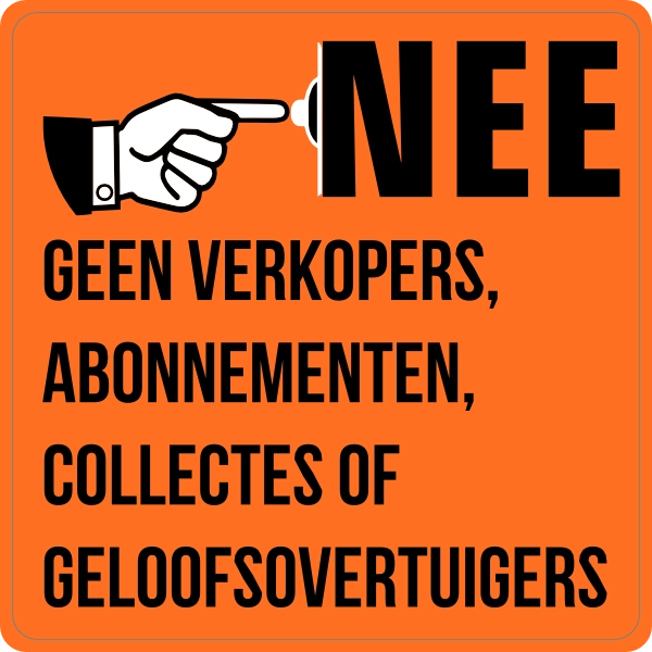 NEE sticker vierkant oranje