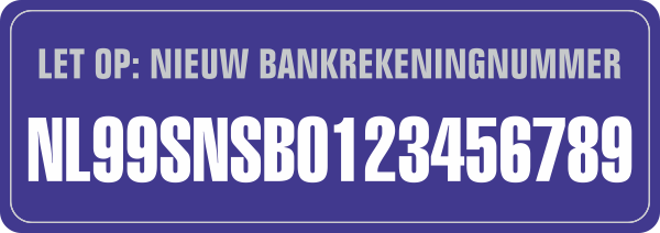 Nieuw Bankrekeningnummer sticker Donkerblauw