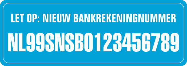 Nieuw Bankrekeningnummer sticker Lichtblauw