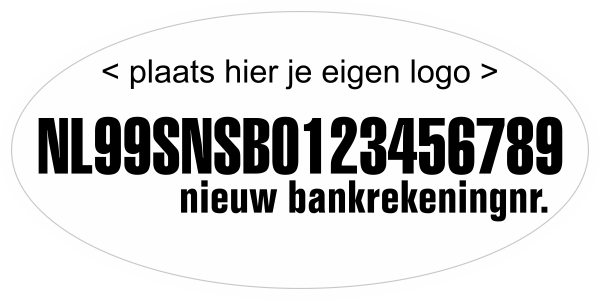 Nieuw Bankrekeningnummer sticker Ovaal
