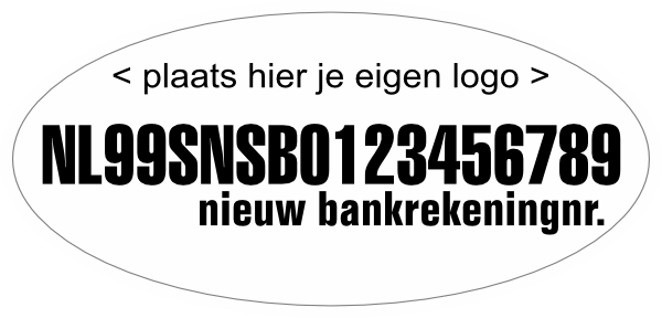 Nieuw Bankrekeningnummer sticker Ovaal