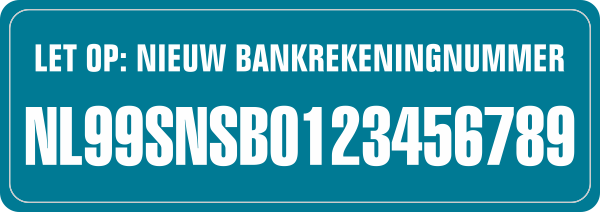 Nieuw Bankrekeningnummer sticker Petrol