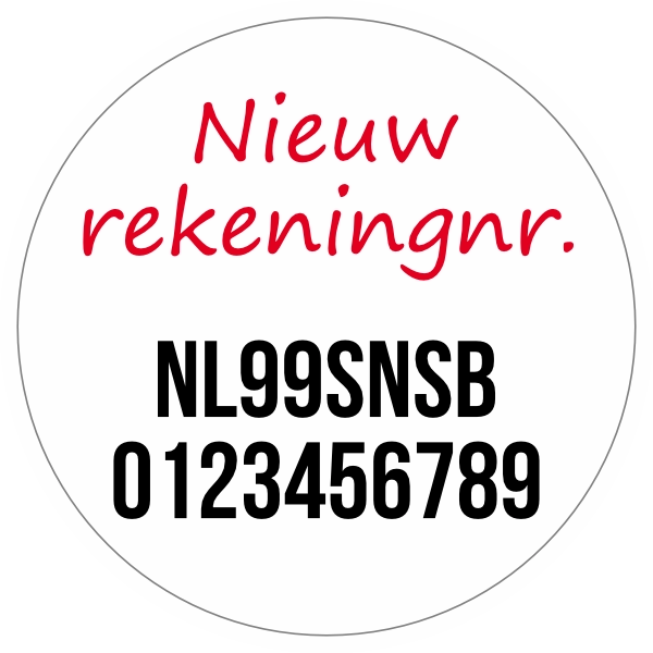 Nieuw Rekeningnummer sticker