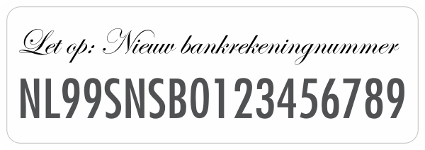 Nieuw Bankrekeningnummer sticker Grijs