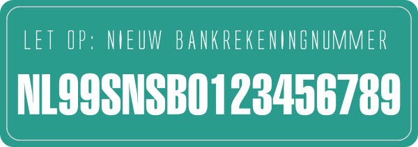 Nieuw Bankrekeningnummer sticker Turkoois