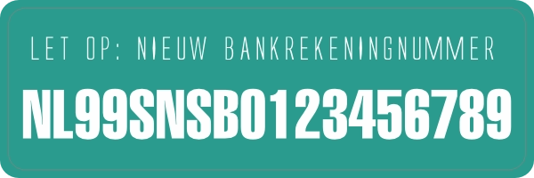 Nieuw Bankrekeningnummer sticker Turkoois