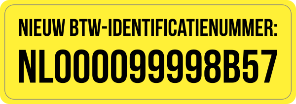 Nieuw btw-identificatienummer sticker Geel