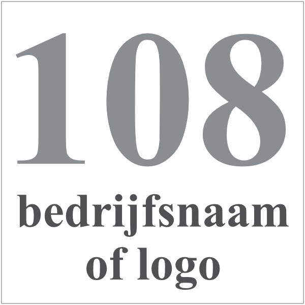 Nummer met bedrijfsnaam bord