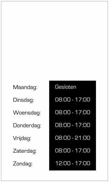 Openingstijden sticker met logo