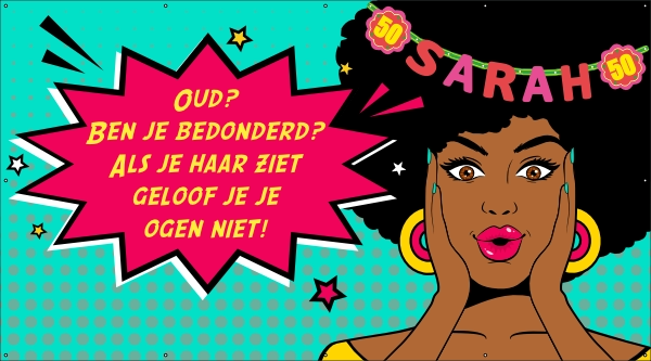 Oud ben je bedonderd spandoek