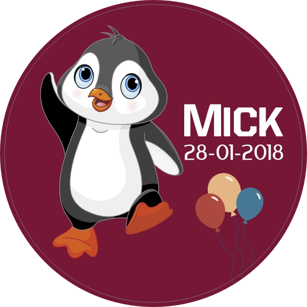 Pinguïn geboortesticker
