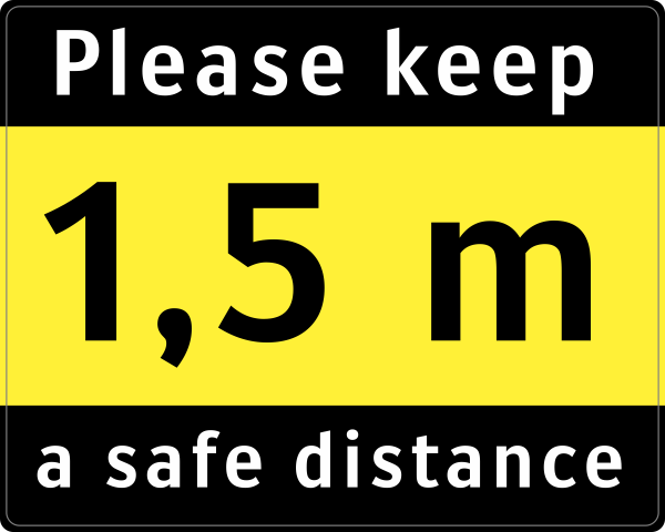 Please keep a safe distance sticker