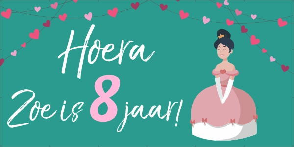 Prinses 8 jaar spandoek