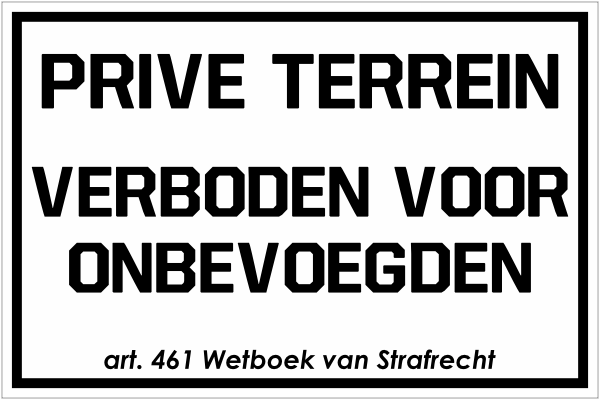 Prive terrein PVC bord