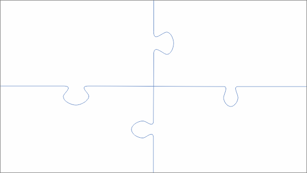 Rechthoekige puzzel (16:9) 4 stukjes
