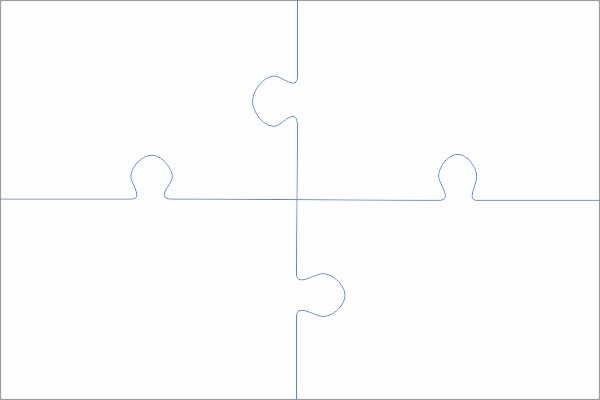 Rechthoekige puzzel (3:2) 4 stukjes