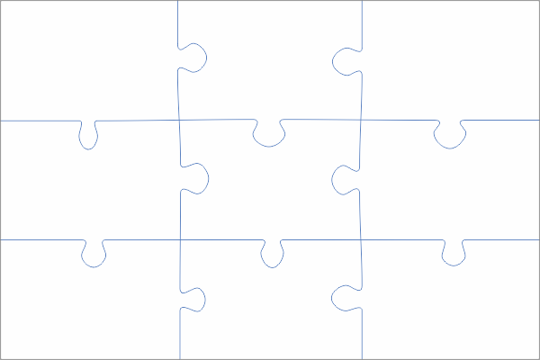 Rechthoekige puzzel (3:2) 9 stukjes