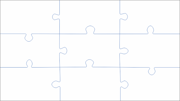 Rechthoekige puzzel (16:9) 9 stukjes
