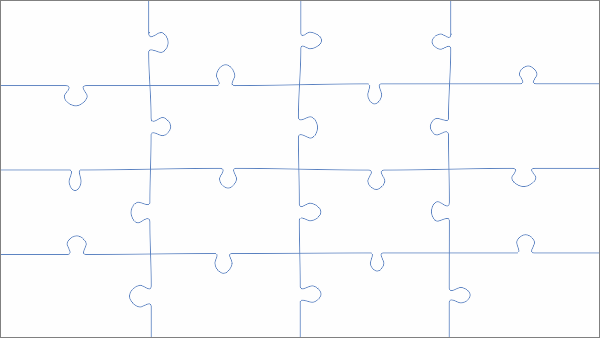 Rechthoekige puzzel (16:9) 16 stukjes