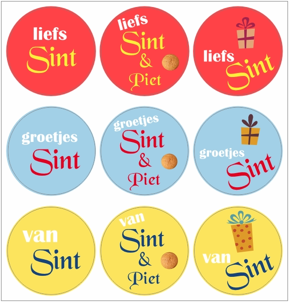 Sinterklaas cadeau sticker rond