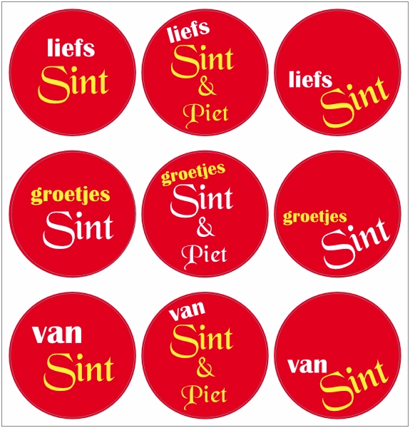 Sinterklaas cadeaustickers rond