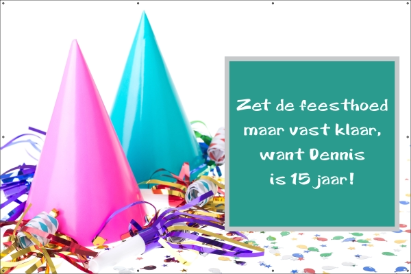 Spandoek 15 jaar verjaardag