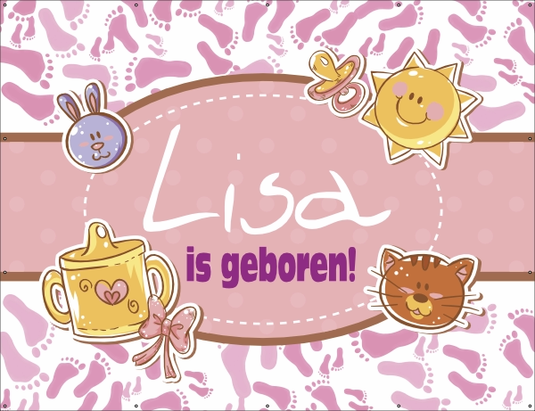Spandoek Geboorte Roze Voetjes