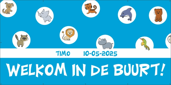 Spandoek welkom in de buurt jongen